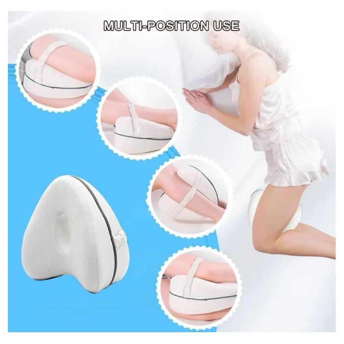 Coussin Orthopédique Jambe et Genou,Soulage Mal de Dos,Ergonomique Mousse à Mémoire,Respirant Lavable,Sangle Ajustable,Blan COUSSIN