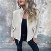 Women's Grey Stand Collar Short Jacket with Multiple Color Options