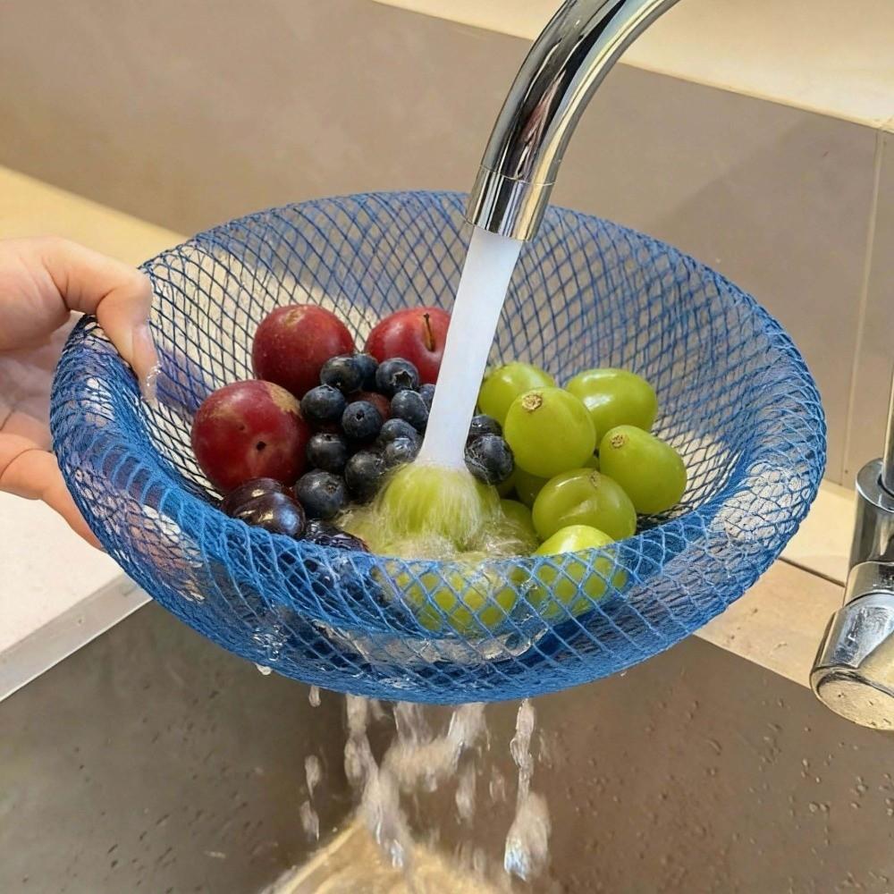 Round Iron Art Fruit Basket Hollow Fruit Vegetable Basket Mesh Fruit Snacks Basket  Picnic