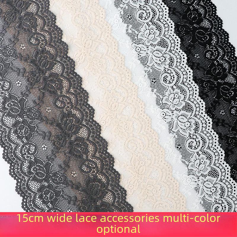 15cm Szeroka Miękka Elastyczna Koronka do Dekoracji Ubrań i Spódnic DIY w Kolorze Białym lub Czarnym