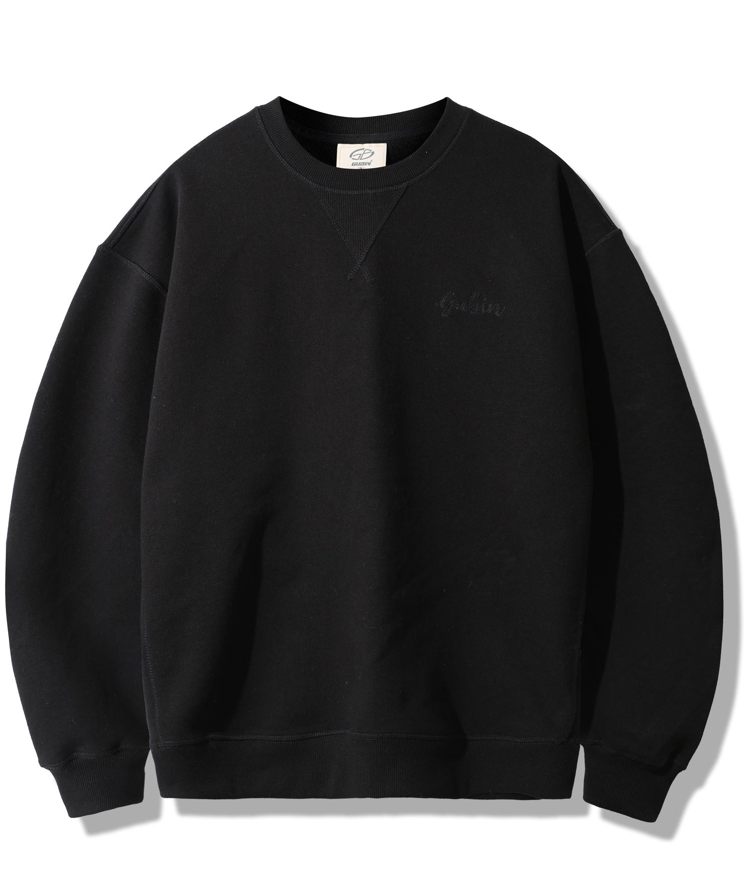 Goobin Lettering Logo Basic Sweatshirt - Black Black/M