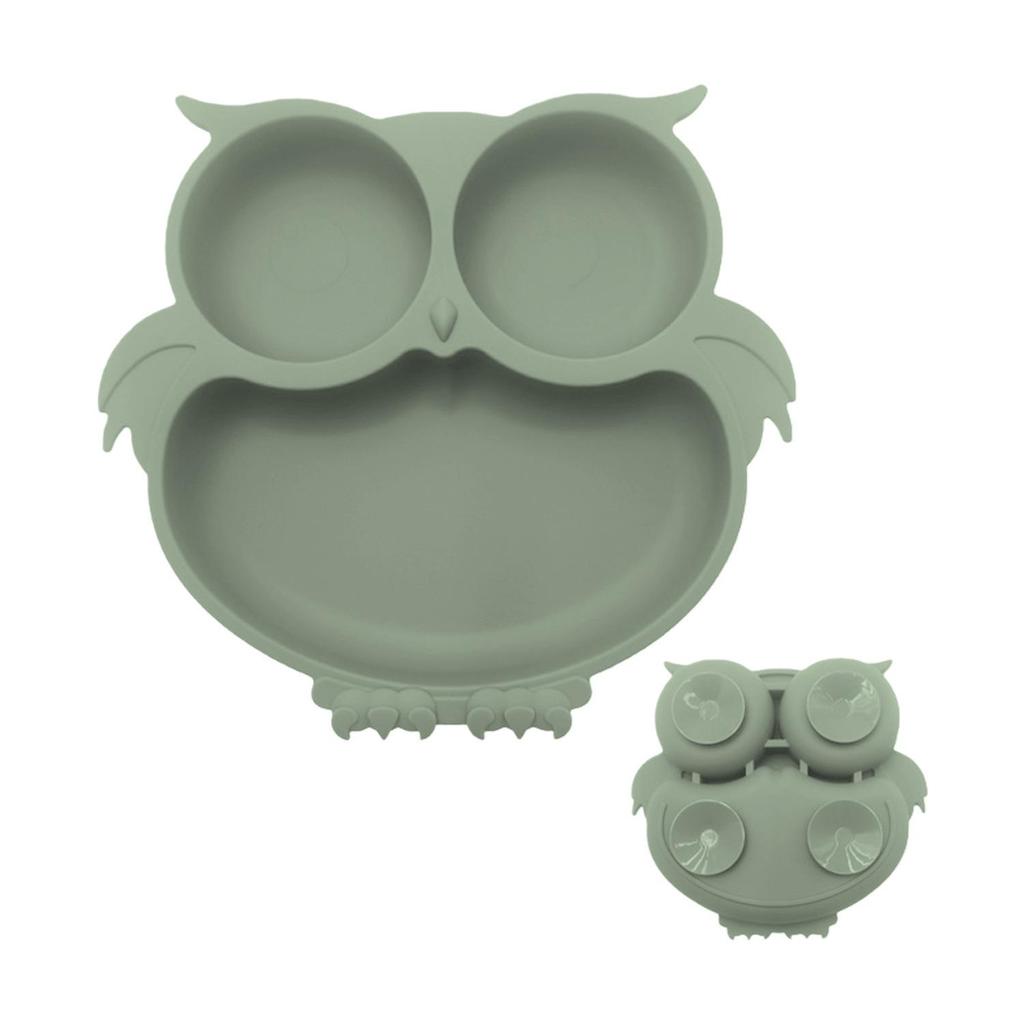 Dinosaur Silicone Anti-Spill Baby Dinner Plate Set with Suction and Compartments