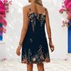 Women Plus Size Criss Cross Neck Strappy Sleeveless Floral Printed Curved Hem Dress