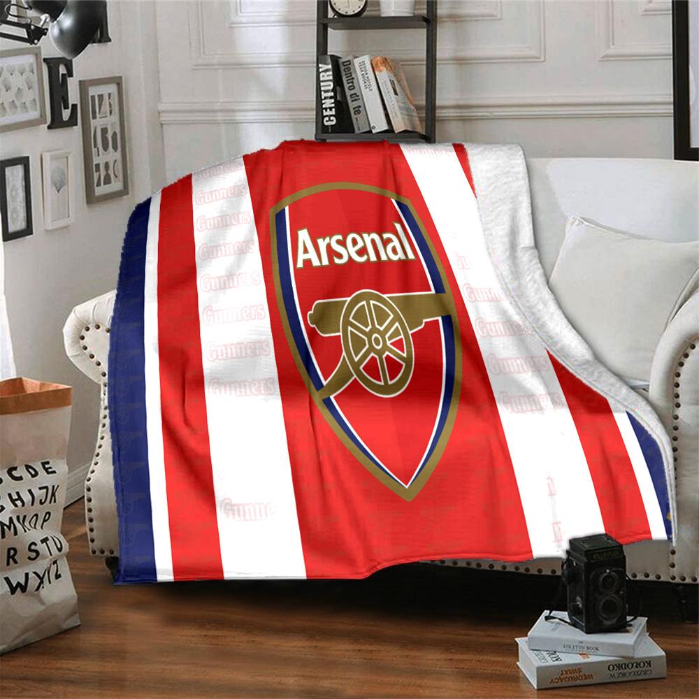 Coperta in Flanella con Stemma dell'Arsenal Football Club, Poliestere Morbido, Design Moderno, Per Tutte le Stagioni per Campeggio, Viaggi, Regali per Feste o Compleanni