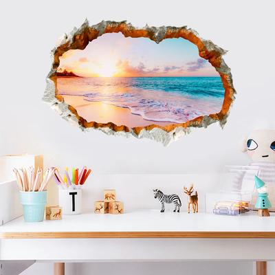 Home Abnehmbare Wand Geflickt Schlafzimmer Wohnzimmer Wand Durchbrochen Strand Meerblick Falsche Fenster Szenen Wandbild