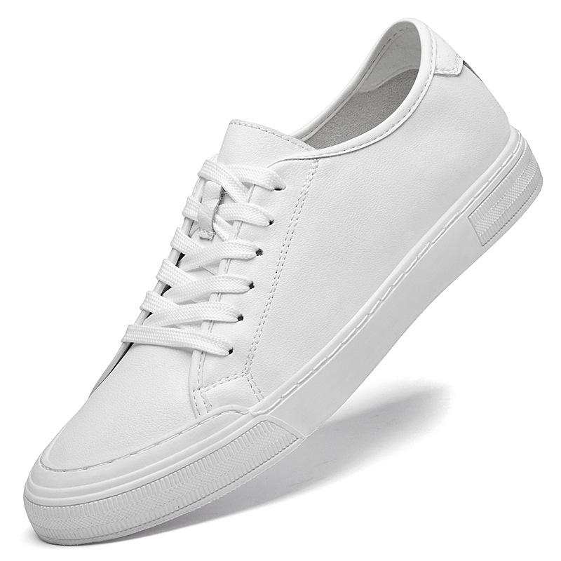 Men s Summer Breathable White Cowhide Flat-Soled Casual Shoes 39