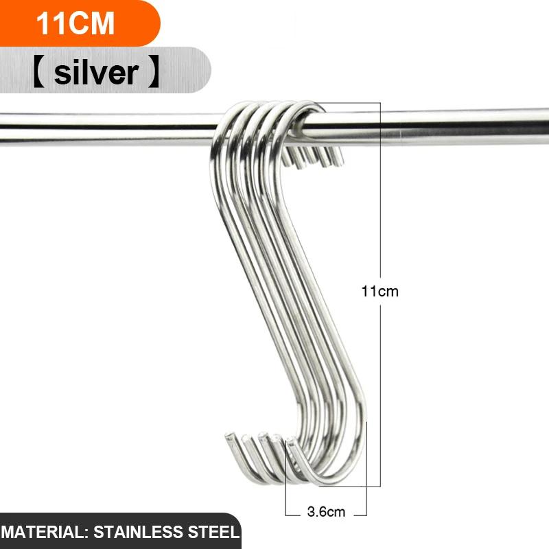5/10pcs S-Shape Hook Stainless Steel Clothes Bags Towels Hanging Rack Multi-function Kitchen Bedroom S Hooks Railing Hanger