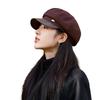 Autumn and Winter Hats Women's High-end Small Gold Standard Leather Hat Brim Octagonal Hat Literary Temperament Retro Newsboy Hat New