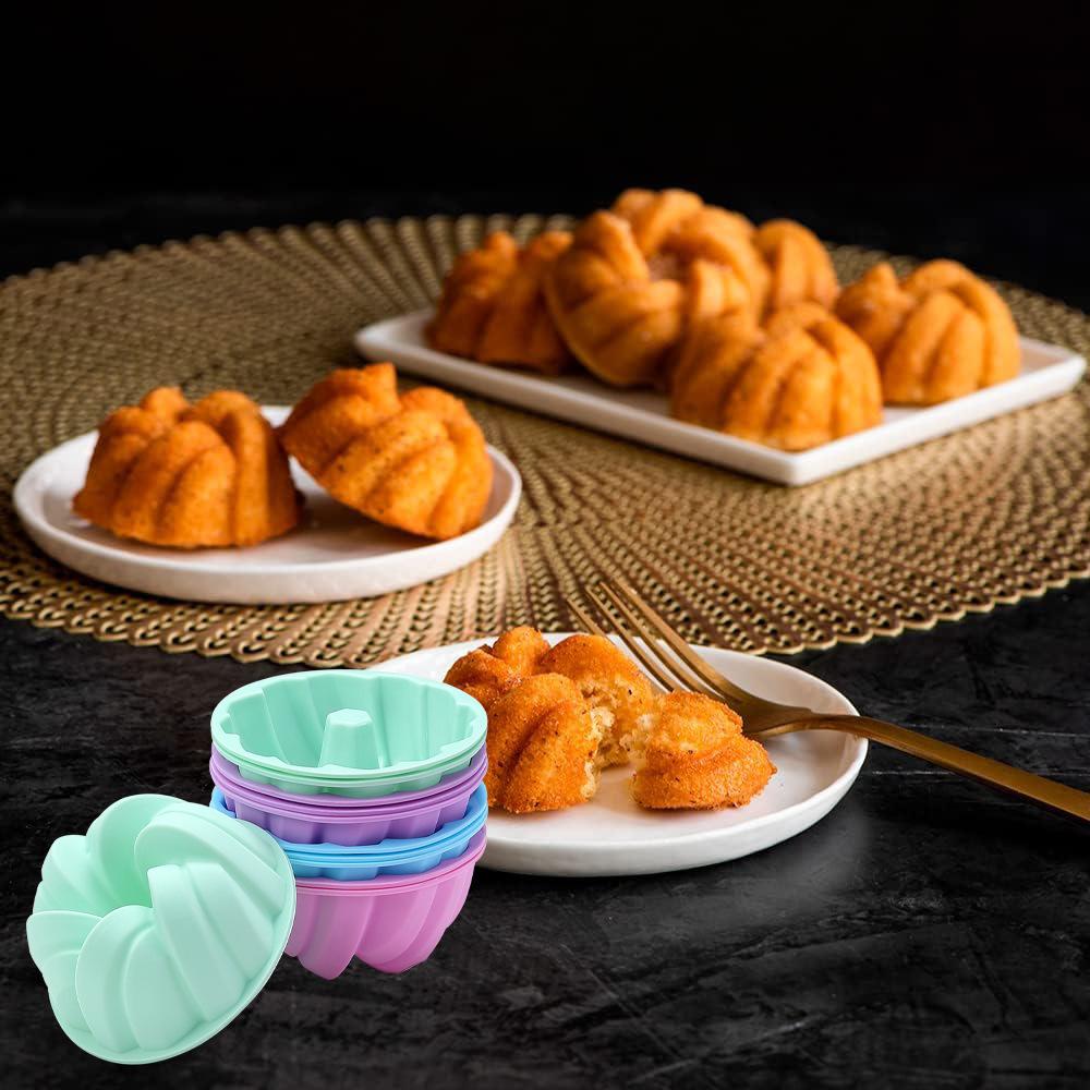 12Pcs Silicone Braided Cake Mold Set, Food Grade Bpa Free Muffin Cups, Multicolor Baking Molds For Home Kitchen Bakeware