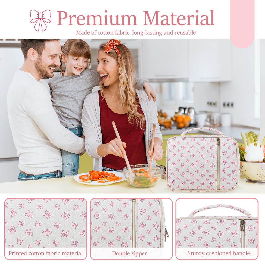 Portable Lunch Tote Bag Multi-Function Quilted Meal Bag Large Capacity Insulated Waterproof for Work School Camping Picnic