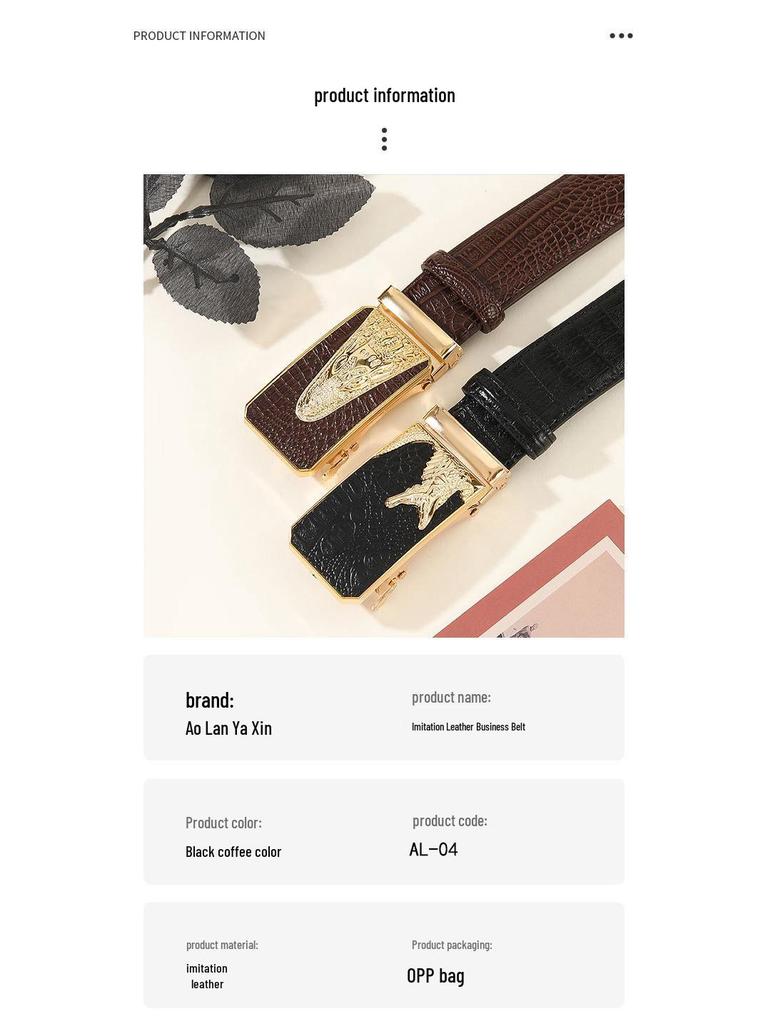 Men's Crocodile Pattern Faux Leather Belt with Alloy Auto Buckle - Retro Western Style