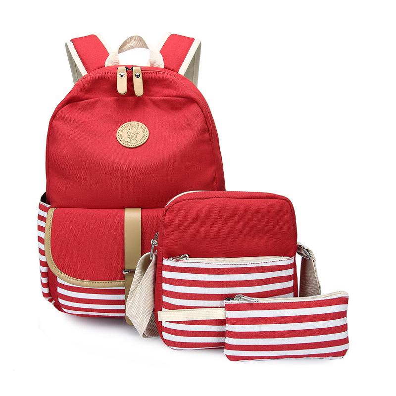 

SUNBORLS Износостойкая парусиновая сумка Женский повседневный рюкзак из трех частей Женский корейский рюкзак Женский школьный рюкзак для школьников средней вместимости