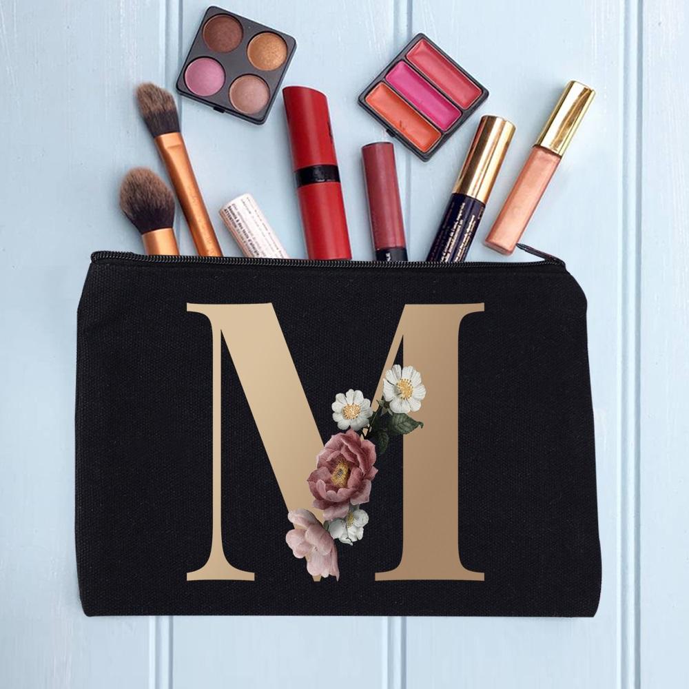 Damen Kosmetiktasche Make-up Tasche Weiblich Initialen Namensbuchstaben Muster Lippenstift Taschen Handtaschen Reißverschluss Federmäppchen für das Büro