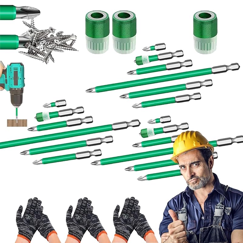 High Magnetic Screwdriver Drill Bit Set, Anti-Slip Drill Bit Set, 25 50 65 70 90 150mm, Universal Electric Alloy Steel Screwdriver Set (A 12pcs)
