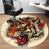 1pc Tiger Head Design Chair Carpet for Office, Round Non-Slip Durable Large Size Office Carpet, Suitable for Office, Beautiful Decoration