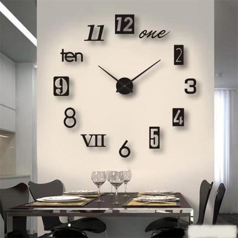 Luminous Large Acrylic Wall Clock Creative Art Clock DIY Silent Wall Sticker Three-dimensional Clock