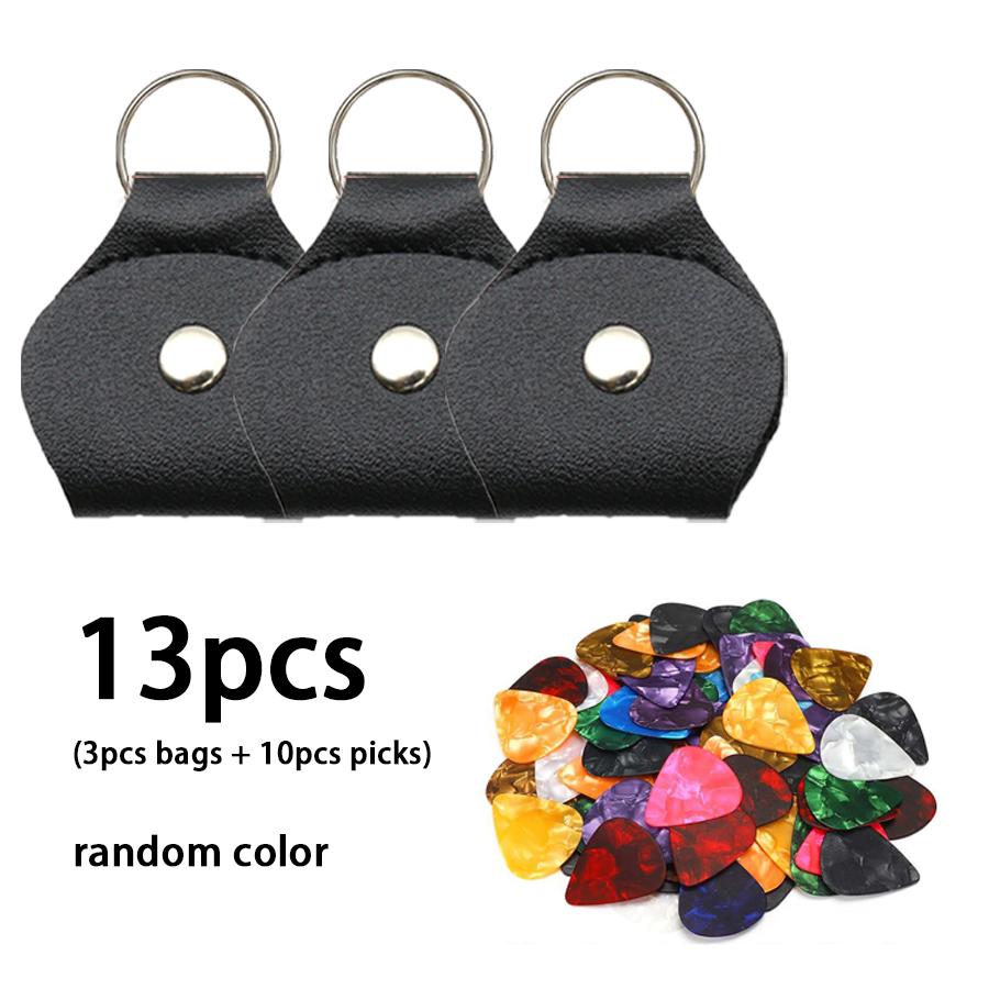 3/13pcs Pick Storage Bag & Picks Guitar Ukulele Bass Instrument Stage Performance Tool Portable Daily Practice Outdoor Gigs XJM