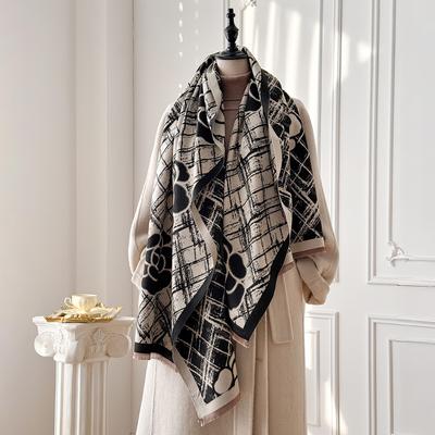 Women'S Imitation Cashmere Scarf Thickened Lengthened Warm Shawl Winter Fashion Printed Pattern Wrap For Ladies