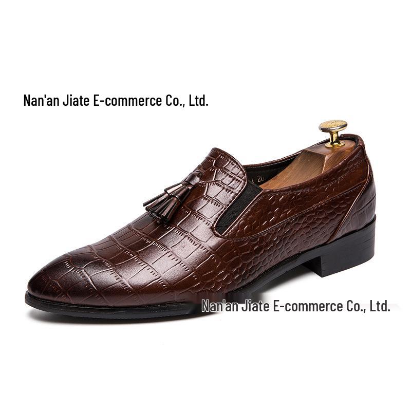 

Men s British Style Tassel Loafers - Pointed Toe Leather Slip-on Formal & Casual Office Shoes Size 44 коричневий