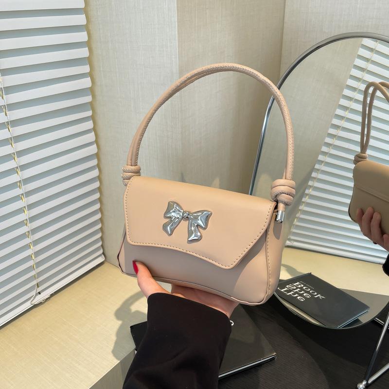 

2025 однотонный летний новый простой модный бант повседневная сумка-мессенджер через плечо под мышкой в французском стиле женская хаки