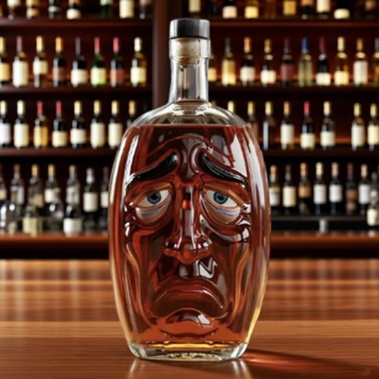 Pumpkin Wine Bottle with Human Face Creepy Cute Spooky Wine Bottle Unique Evil Smirks Fun Face Bottle for Halloween