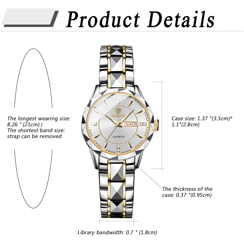 Seiko Women's Analog Quartz Watch Silver Stainless Steel Waterproof Date Day Display Adjustable