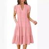 Women's V-neck Lotus Leaf Sleeve Medium and Long Splicing Pendulum Pocket Dress