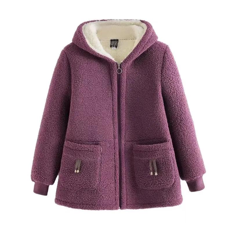 Women Autumn Winter Plus Size Warm Jacket Add Velvet Thickened Lamb Velvet Coat Outerwear