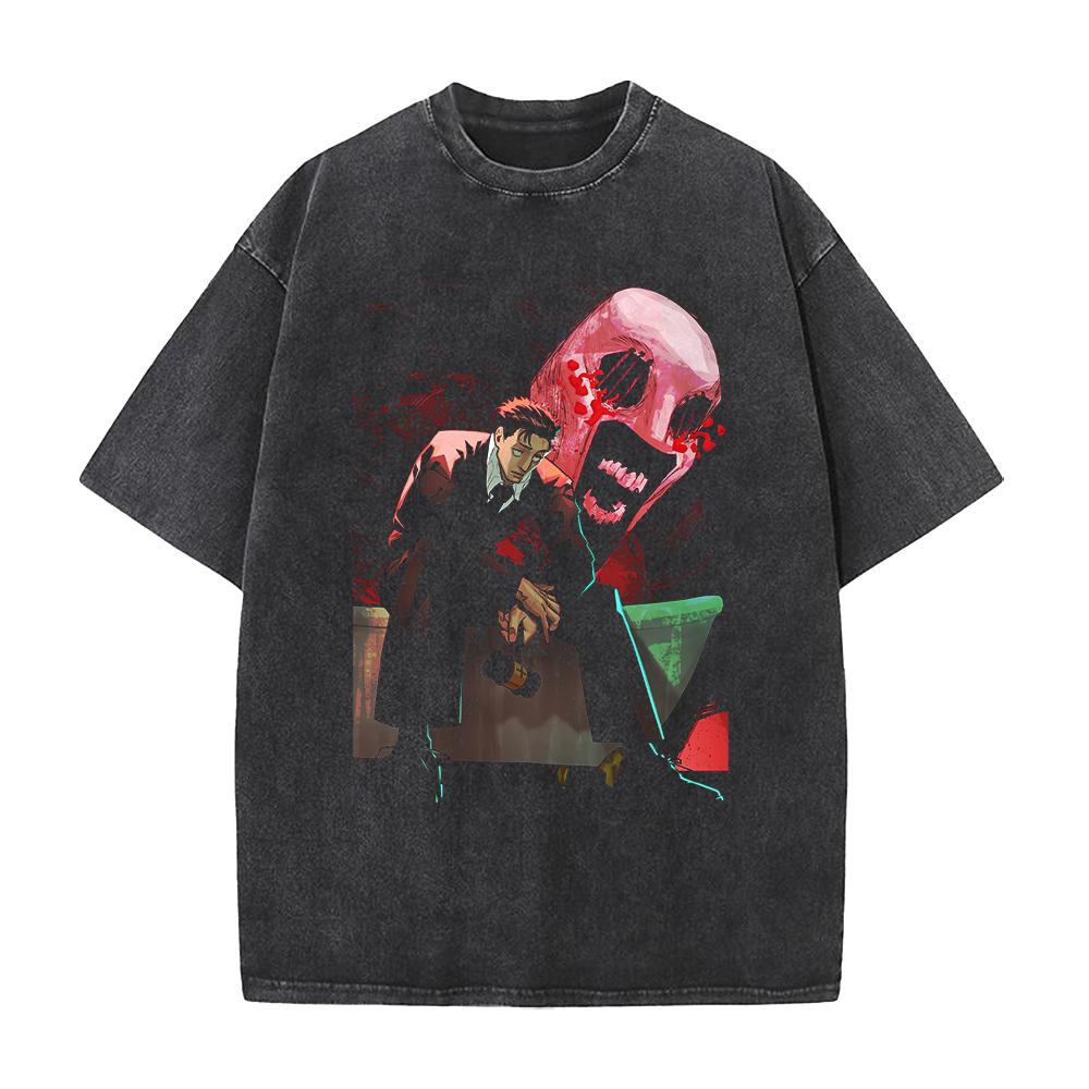 

Japanese Anime Jujutsu Kaisen T Shirt Hiromi Higuruma Washed T-shirt Summer Short Sleeve 100% Cotton Tees Tops Men Clothing S чёрный