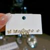 925 Silber Nadel Ohrring Set - Goldene Schleife und Persönlichkeitsdesigns, Drei Paare