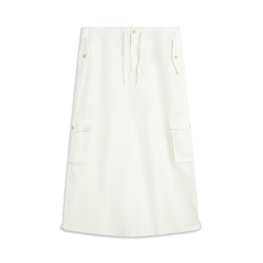 Li Ning X Palace Museum Collaboration Chinese Culture Series Sports Lifestyle Fashion Letter Stitching Casual Long Skirt Women Skirts White ASKV188-1