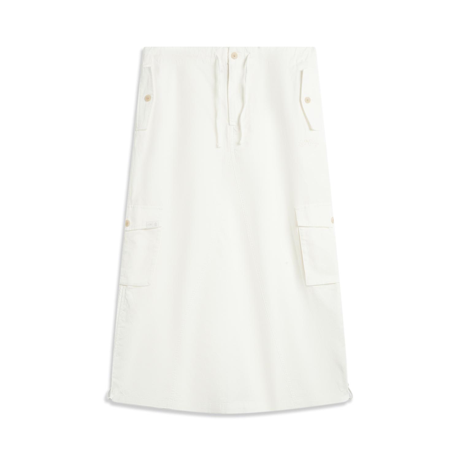 

Коллаборация Li Ning X Музей дворца Серия китайской культуры Спорт Лайфстайл Мода Вышивка букв Повседневная Длинная юбка Женские юбки Белый ASKV188-1 M