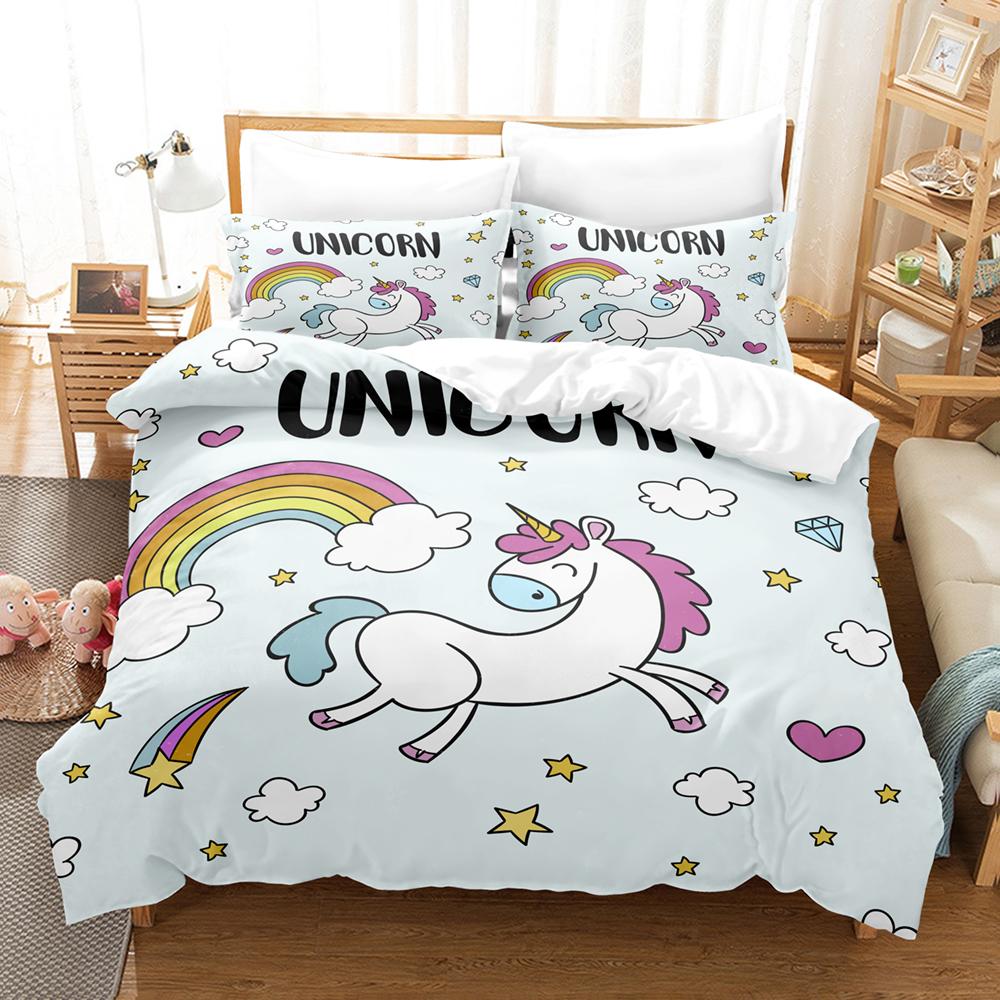 Fairy Tale Bedding Set Unicorn Butterfly Soft Comfortable Duvet Cover King Queen Double Single Size Kids Boys Girls Birthday Gif