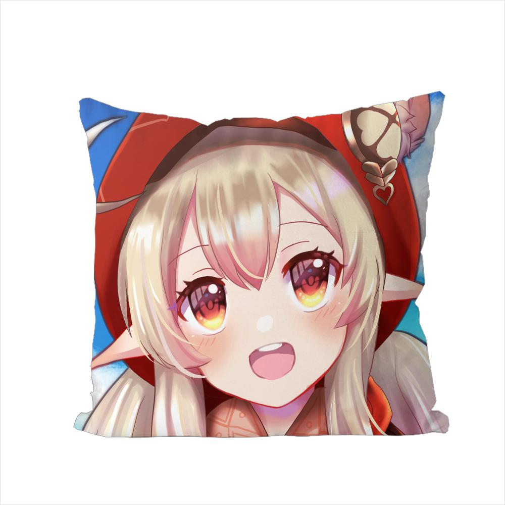 Genshin Impact Pillow Case For Car Sofa Decorative Home Doublesided Print Plush Square Throw Pillow Cushion Cover