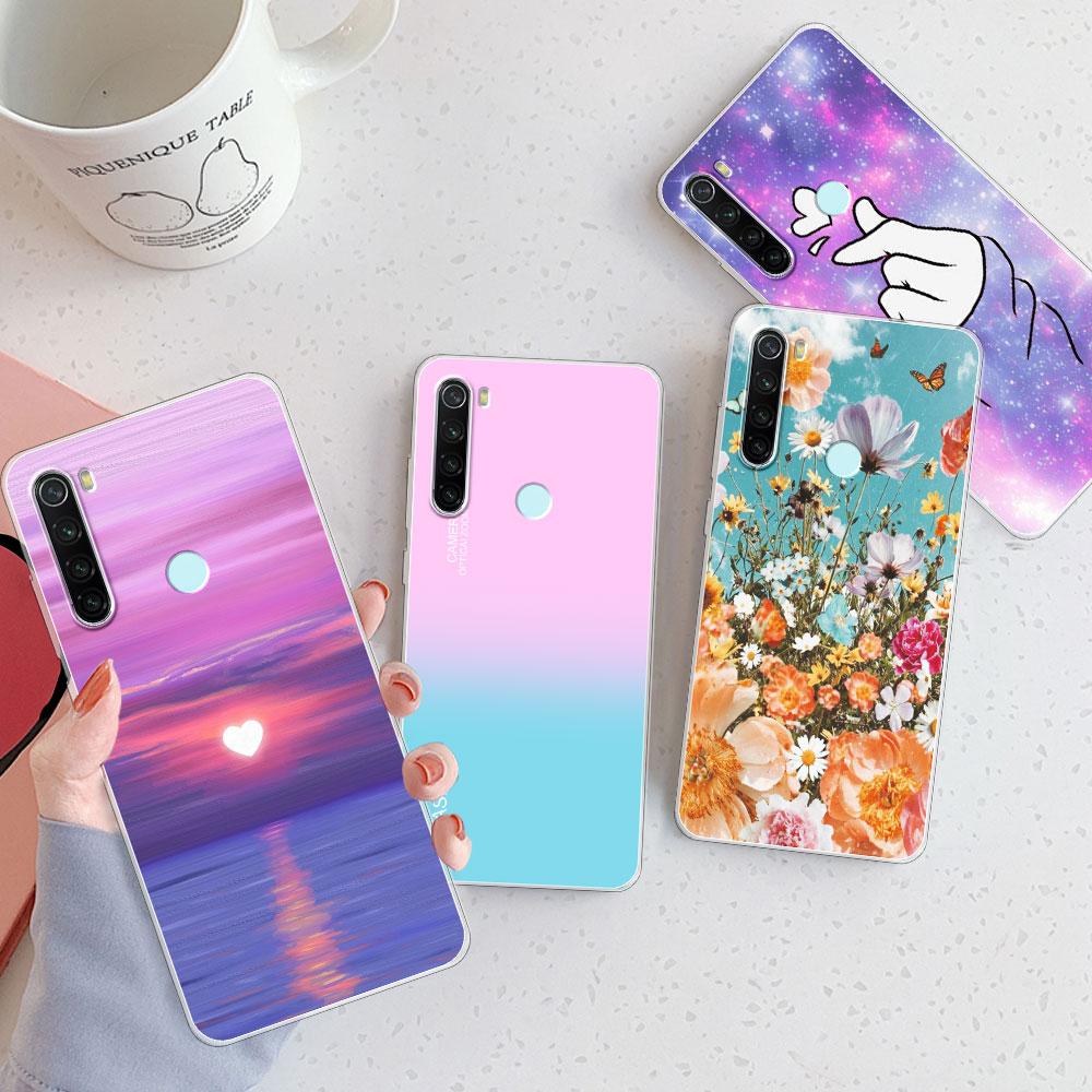 Custodia Redmi Note 8 Pro Cover Posteriore Note 8T Ragazze Nuova Moda Trasparente Custodie per Telefono Custodia Morbida in Silicone Per Xiaomi Redmi Note 8 Coque