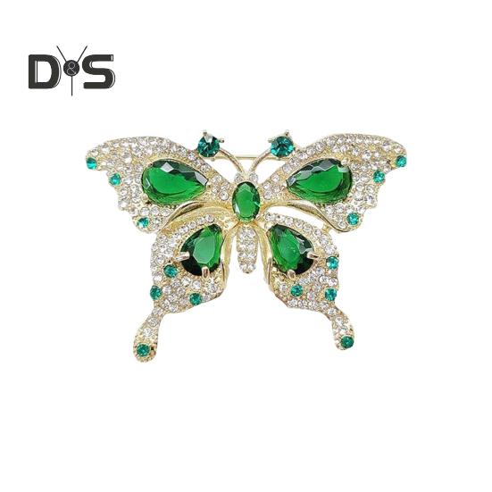 

Женская брошь в форме ретро-бабочки, искусственный изумруд, стразы, декор, противоскользящий костюм, воротник, шляпа, шарф, украшение, прищепка, одежда для выпускного бала Butterfly