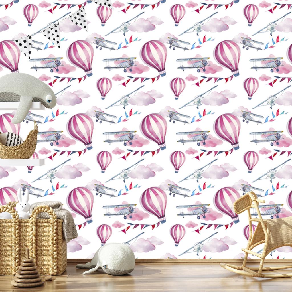 Wallpaper Colorful Balloons Planes for Living Room and Bedroom 50x1000