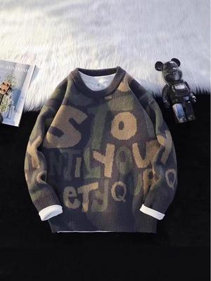 Herbst Runder Hals High Street Kreative Buchstaben Strickpullover: Amerikanisch Lässig, Unisex, Warm, Fauler Stil