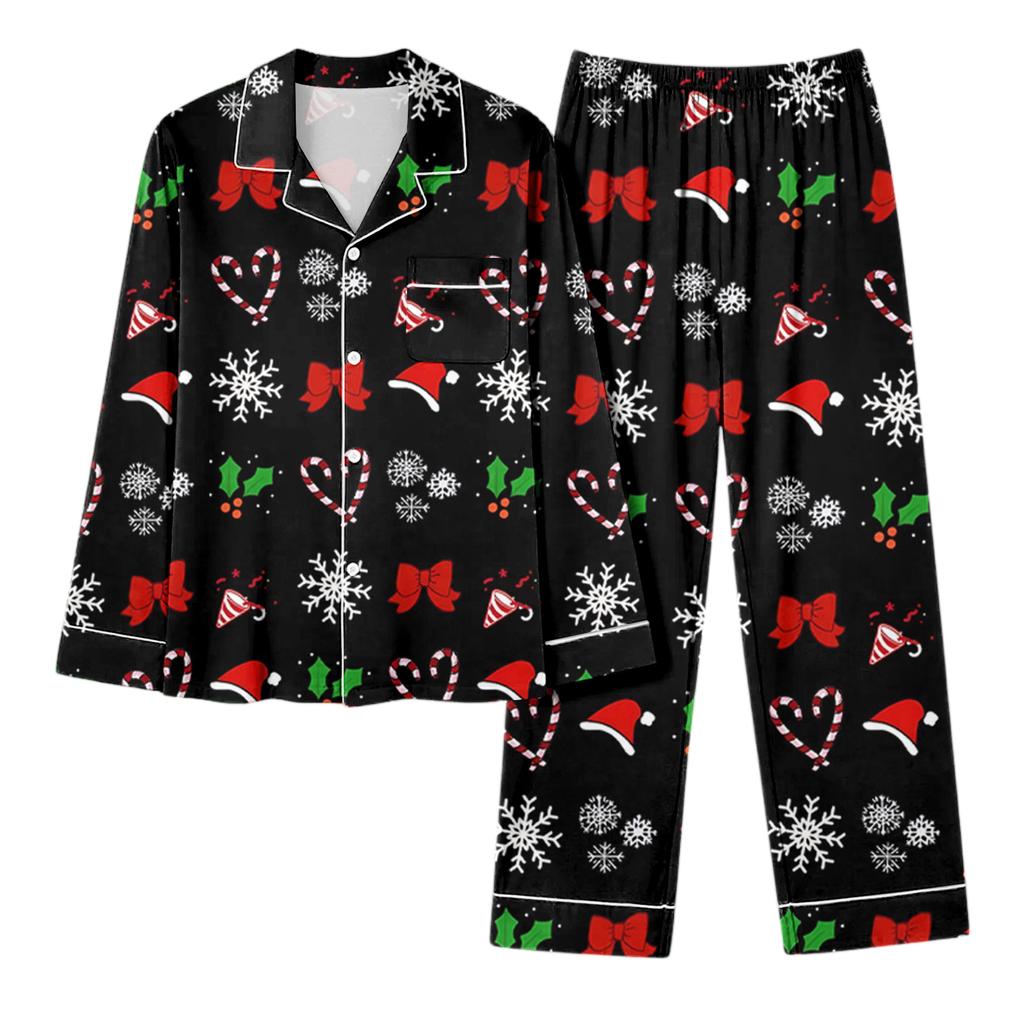 Women's Casual Fashion Christmas Print Long-Sleeve Top And Pants Homewear Set