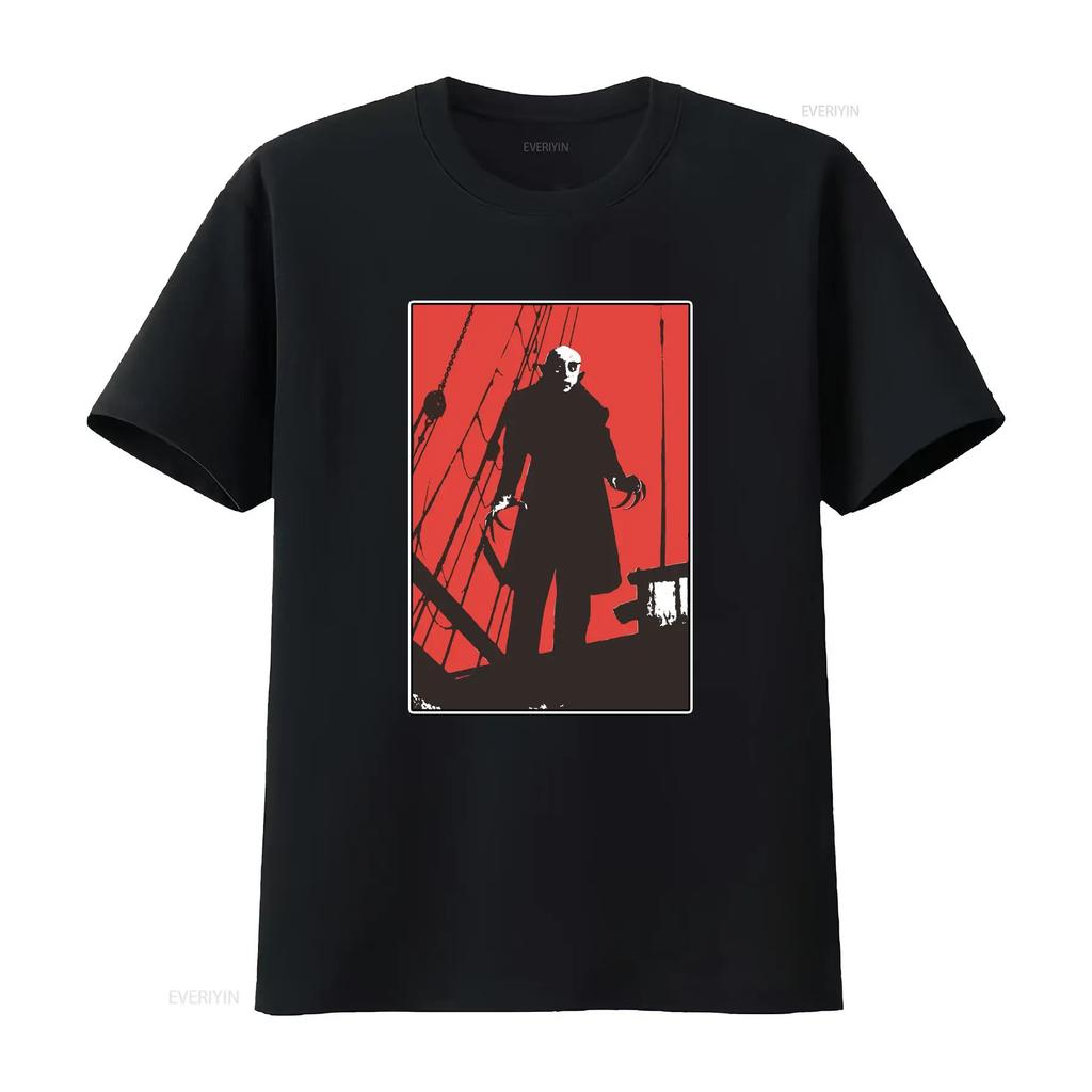 Nosferatu Red Classic Horror Film T Shirt Dracula Vintage Gothic Movie Poster Jersey Vintage Washed Fashion Versatile Casual