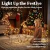 3-Piece Lighted Reindeer and Sleigh Set, PP Rattan Outdoor Christmas Decoration with LEDs, 8 Modes, Daily Timer