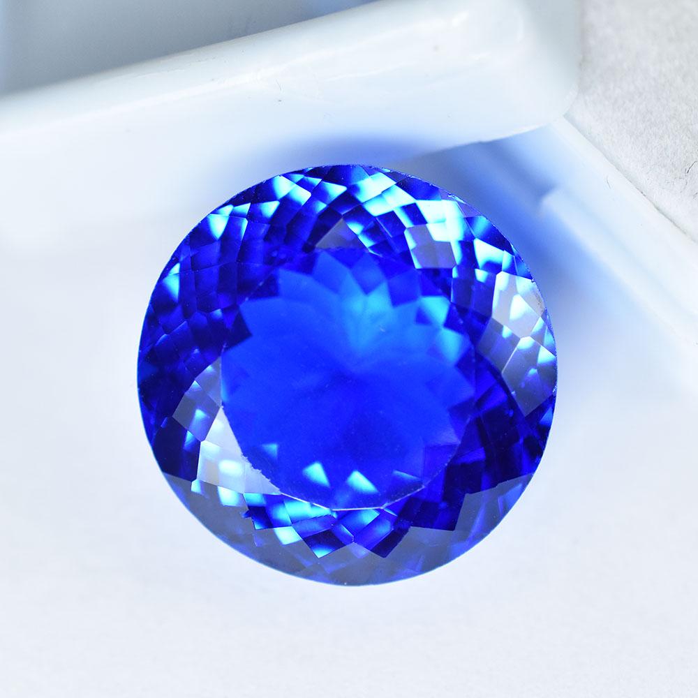 Natural Blue Ceylon Sapphire 26ct Round Cut Flawless Certified Loose Gemstone