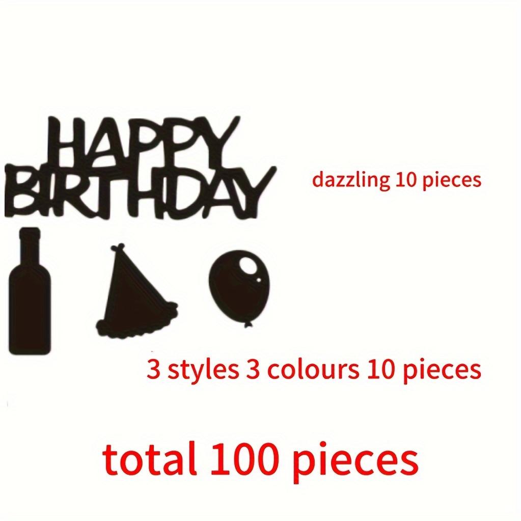 100 Stück Geburtstag Buntes Konfetti Dekorationen Papier Ballon & Hut Ausschnitte Tischstreu Happy Birthday Dekoration Partyzubehör