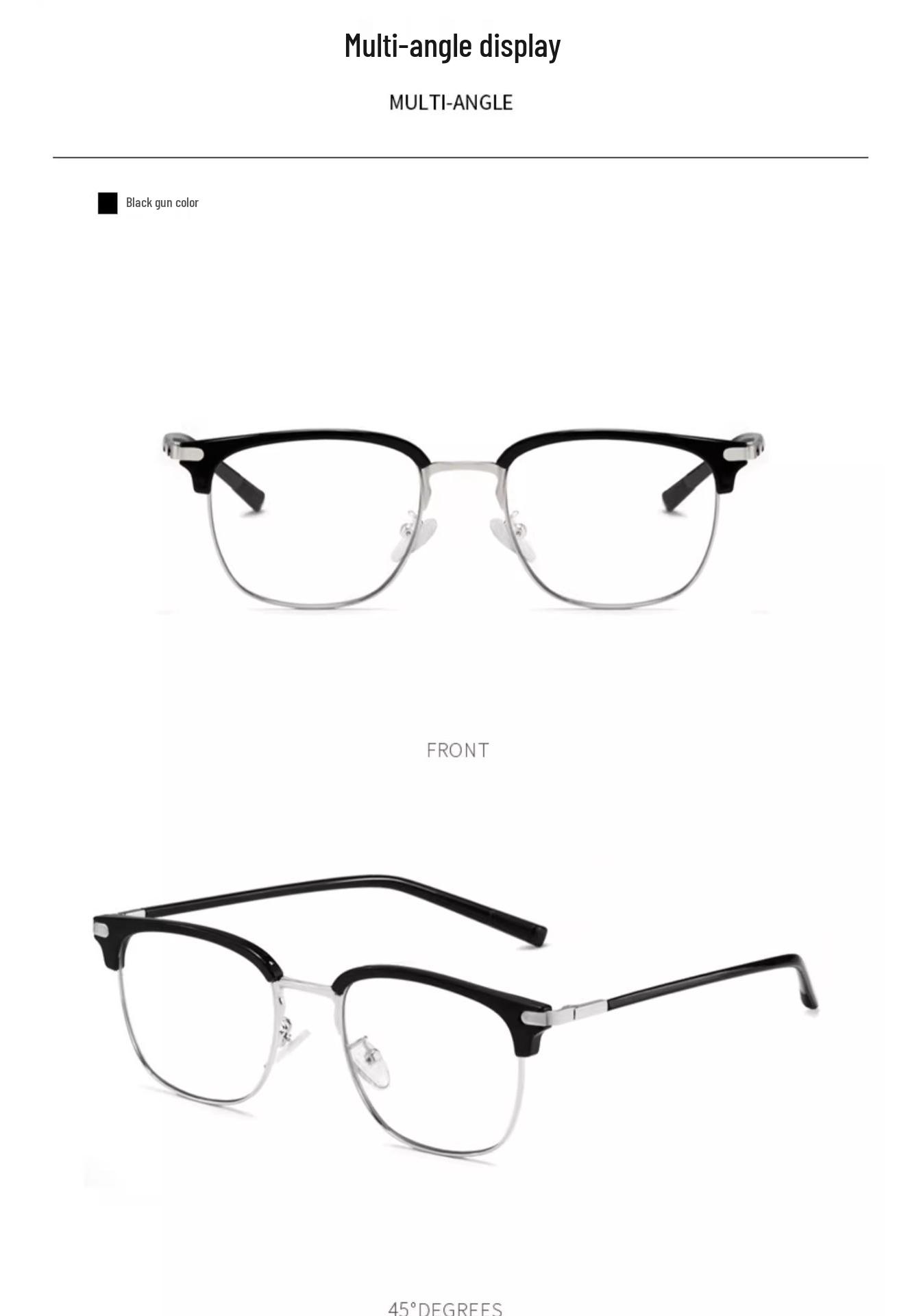 Men s Anti-Blue Light Browline Glasses, Compatible with Myopia and Astigmatism Lenses, Retro Business Style.