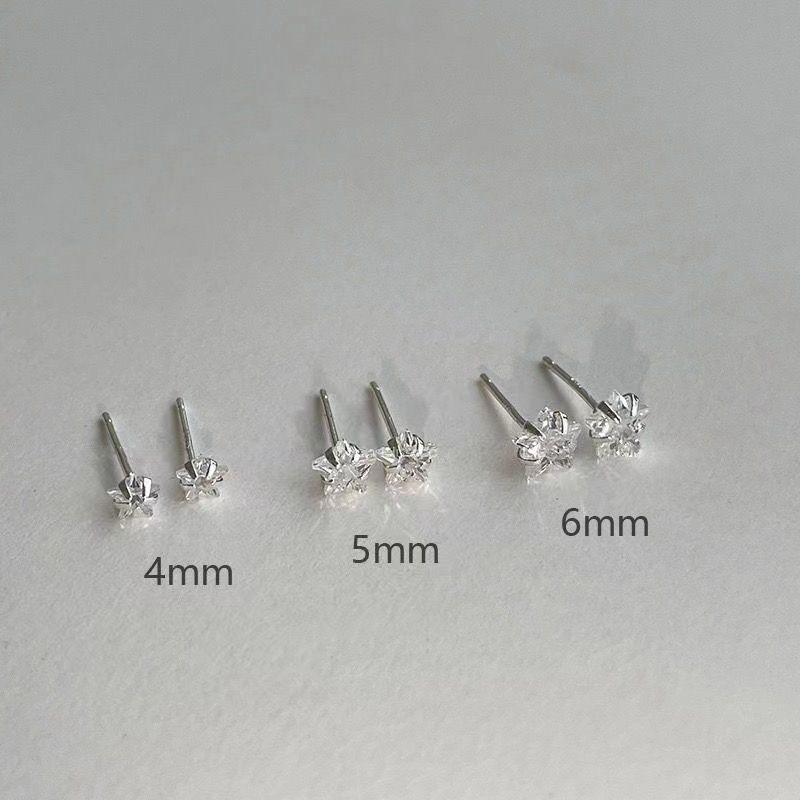 925 Silver Allergy Prevention Piercing Bone 4/5/6mm Zircon Star Mini Stud Earrings For Women Ear Hole Care Accessories