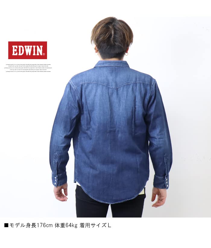 Top Denim Western Shirt Long Sleeve ET2129 Medium Blue L [Edwin] Men's