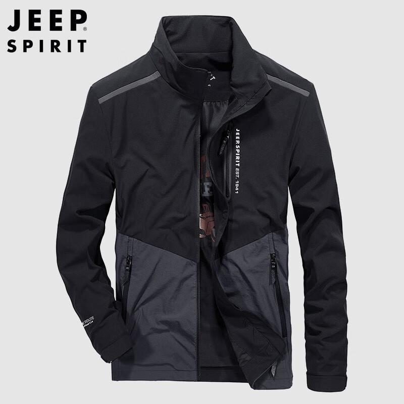 JEEP SPIRIT Men s Stand Collar Windproof Casual Jacket L