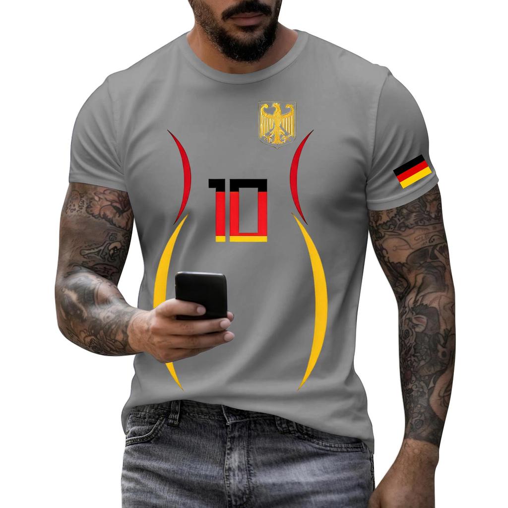Men's Short Sleeve Crew Neck T-Shirt with National Emblem Number Print Slim Fit Casual Tee for Outdoor and Daily Wear