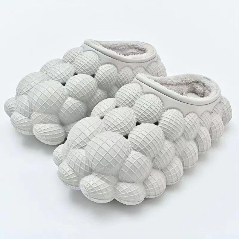 Határokon átnyúló Csúszásmentes Meleg Licsi Pamut Papucs - Vízálló Szőlő Mogyoró Buborék Dizájn