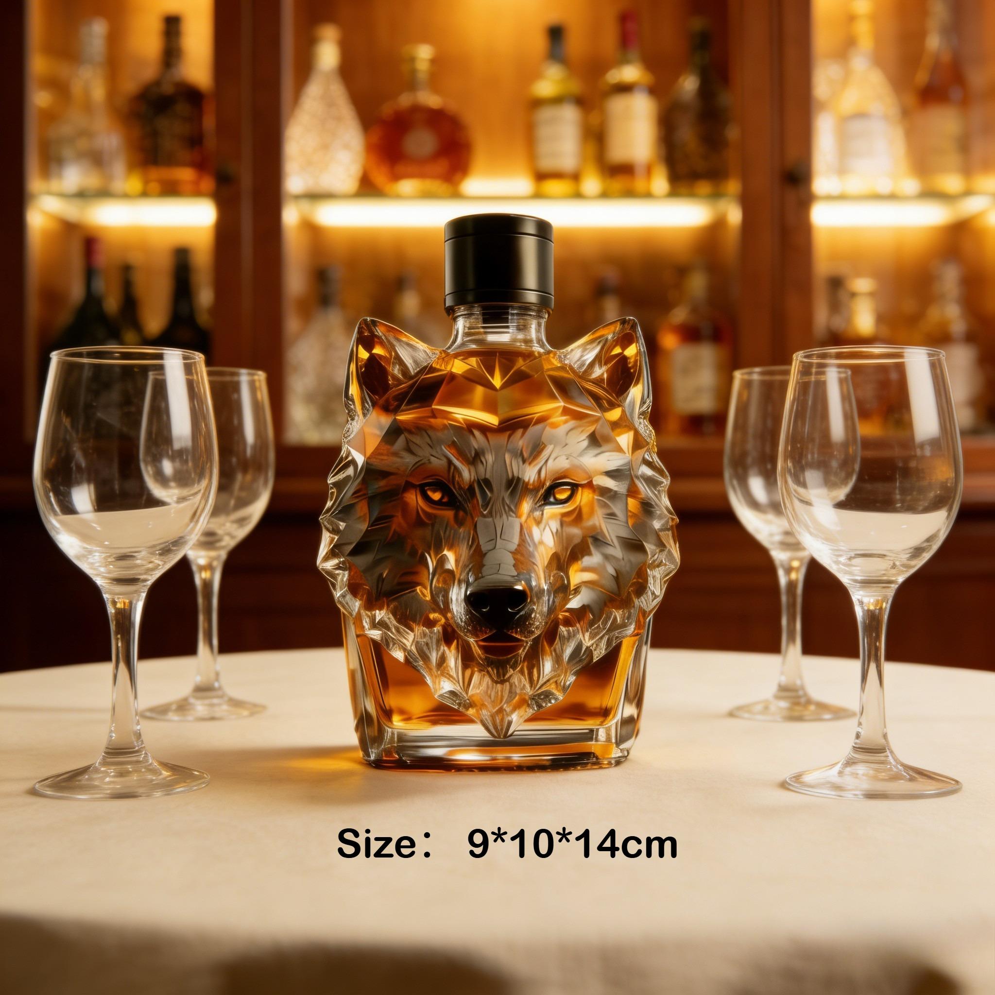 

350ML Animal-shaped Bottle New Wolf Head Whiskey Bottle, High Borosilicate Glass Process Bottle